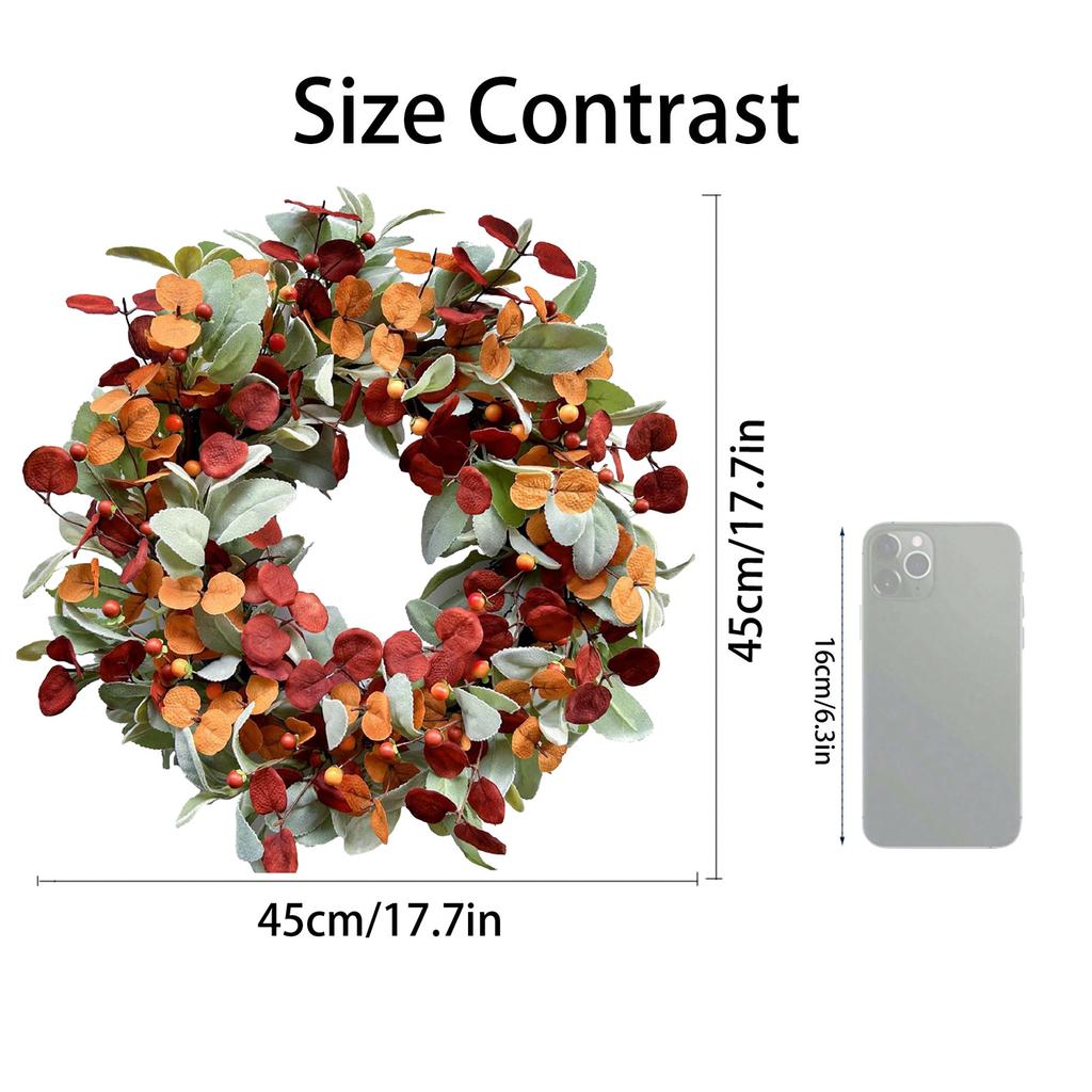 День Благодарения Осенняя Ягодная Дверная Подвеска Цветочный Венок, Венок из Цветов для Украшения Крыльца Дома