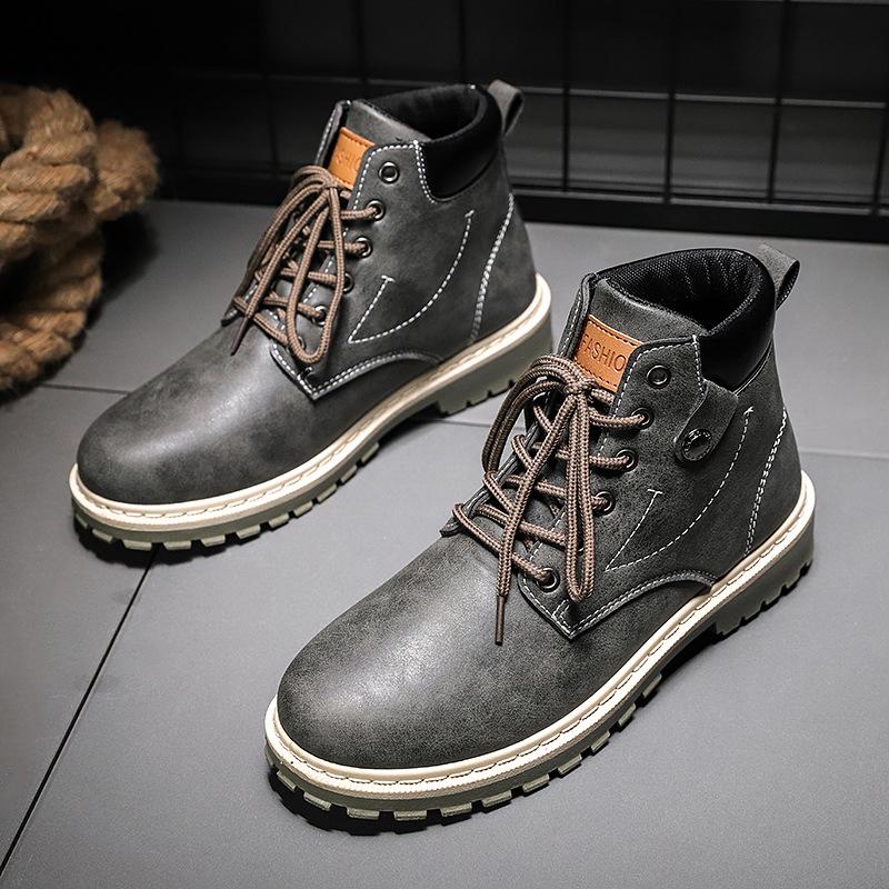 Мужские зимние кожаные мужские водонепроницаемые резиновые зимние ботинки для отдыха на мотоцикле, английские ретро-ботинки для мужчин 2024 года, новые