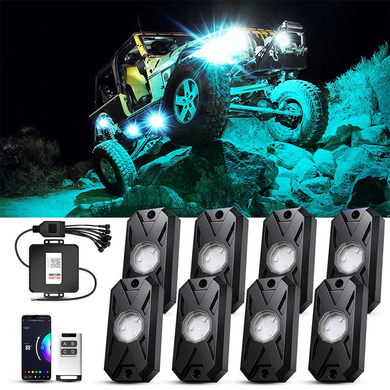 Подсветка Rock Lights 8/12 Pods RGB Led Multi Color App Remote Control Music Mode Well For Pickup ATV RZR UTV Chassis Light