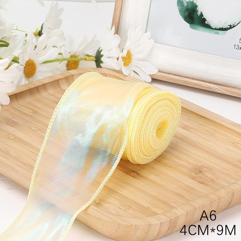 9M 4CM Fishtail Yarn Ribbon For DIY Bow Hair Ornament Bouquet Gift Wrapping Material Wave Silk Ribbons Party Decor