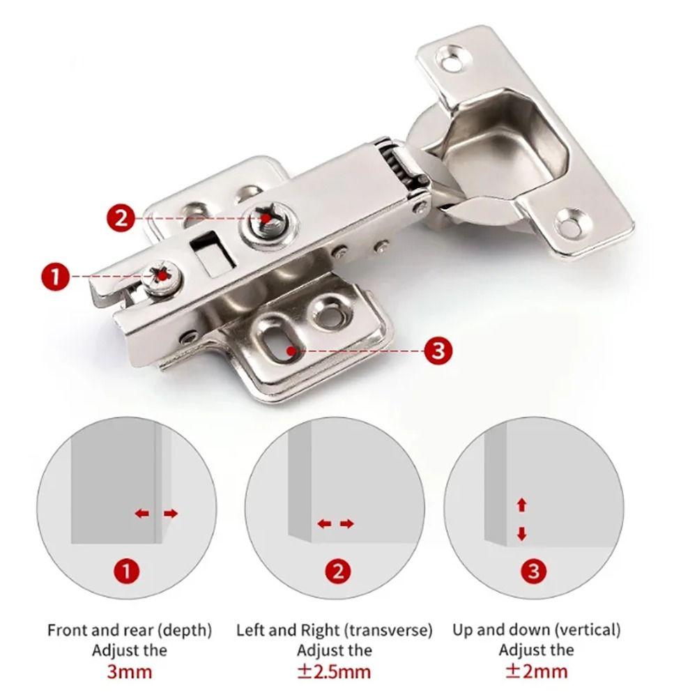 2Pcs Stainless Steel Door Hinges Hydraulic Damper Buffer Cabinet Hinge for Wardrobe Door