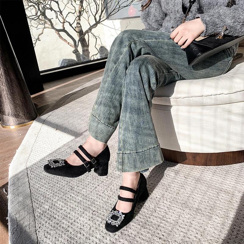 Женские туфли с пряжкой и ремешком, женские туфли на высоком каблуке, модные туфли с леопардовым принтом для офиса и карьеры, новые, с кристаллами, бестселлеры, туфли на каблуке для женщин