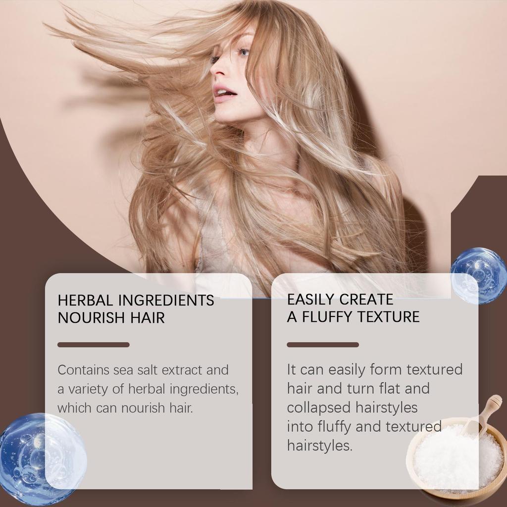 Hoegoa Sea Salt Dry Hair Spray Hair Leave-In Styling Dry Hair Spray Hairspray Refreshing Degreasing Oil Control Lazy Fluffy Smoothing Spray