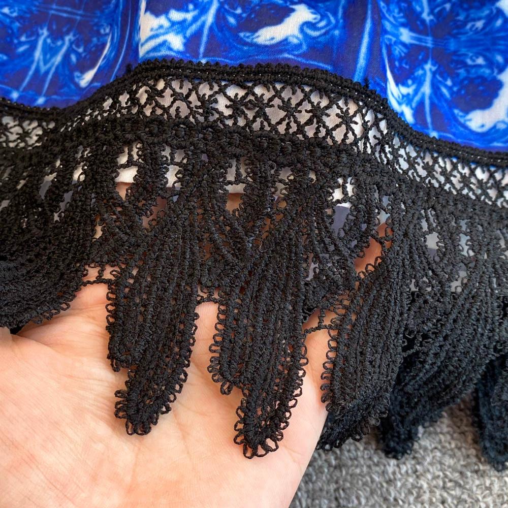 Весна Осень Женские Винтажные Принты Шифон Кружева Лоскутное Короткие Платья Для Вечеринок