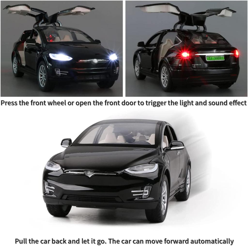1:24 Scale Model X Alloy Diecast Pull Back Electronic Car Model Toys with Lights and Music, Decorative, Mini Vehicles Toys for Kids, Boyfriend Gift