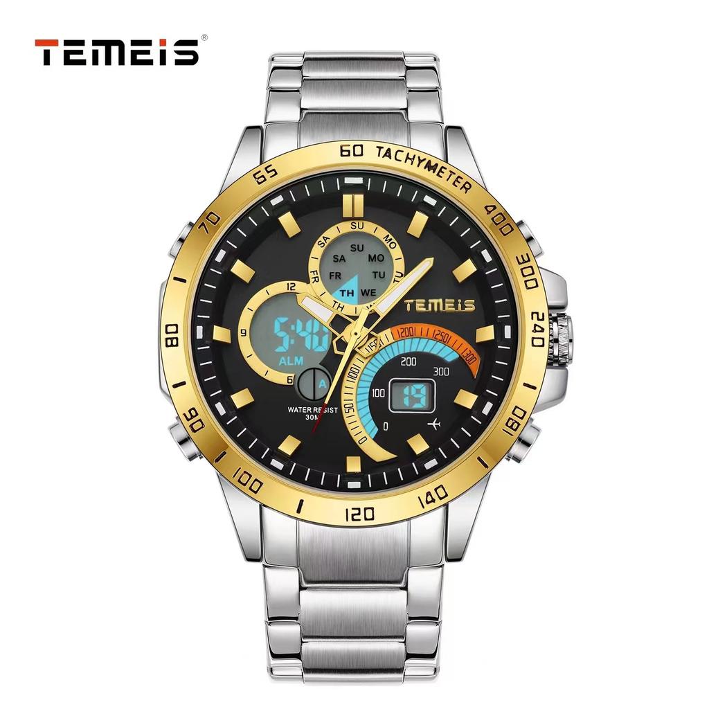 Temeis Multifunctional Fashion Timing Men'S Sports Double Luminous Watch Men'S Watch Calendar Business Casual