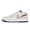 Jordan Air Jordan 1 Износостойкие Низкие Винтажные Баскетбольные Кроссовки Мужские Бежевый Белый Красный 553558-414(Team80-S-BOX)