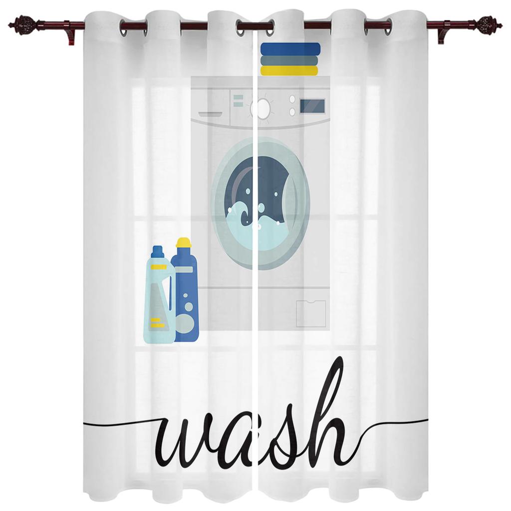 Винтажные занавески для прачечной в стиле кантри, ретро, для детской спальни, гостиной, кухни, двери, домашний декор, 2 штуки