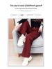 Women's Burgundy High-Waist Wide-Leg Pants - Slimming & Versatile for Spring/Autumn 2025