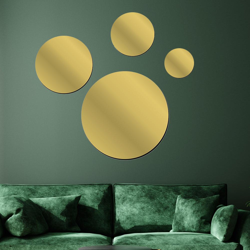 Round Mirror Self Adhesive Wall Decor Stickers Decorative Small Circle Mirror Decals DIY for Home Art Room Bedroom