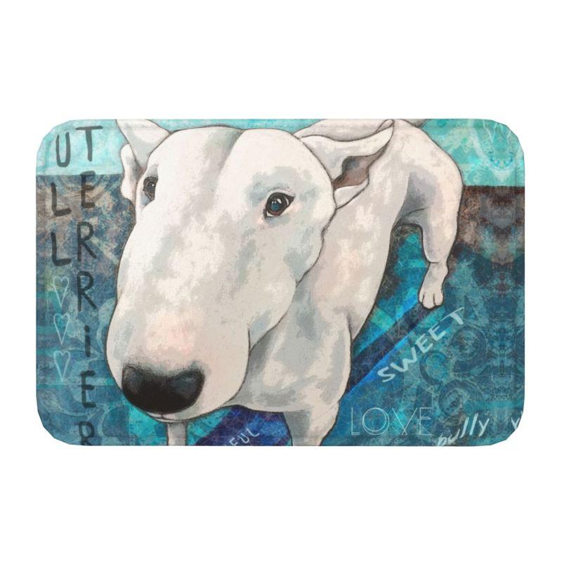 English Bull Terrier Banksy Style Doormat Non-Slip Kitchen Bathroom Mat Bedroom Balcony Door Floor Entrance Carpet Rug