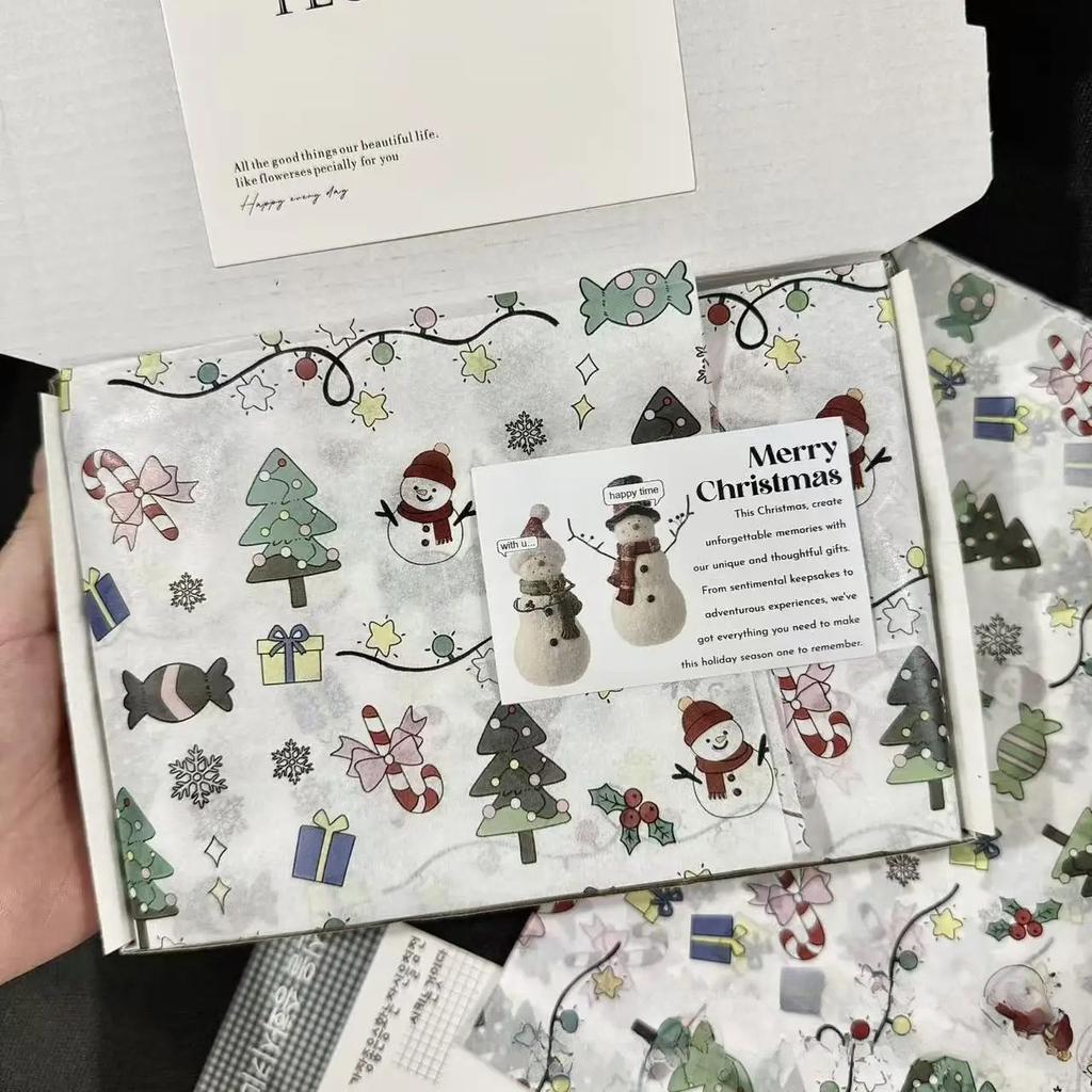 10/1000 листов Рождественский фонарь и узор из роз Тишью бумага Упаковка для подарков Полупрозрачная для рождественской вечеринки по случаю дня рождения Декор