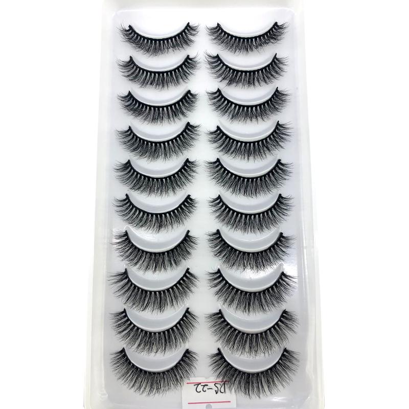 AMSDCN Artificial Mink Short Natural Dramatic False Eyelashes Short Eyelashes 10 Pairs of 3D Eyelash Makeup False Eyelashes