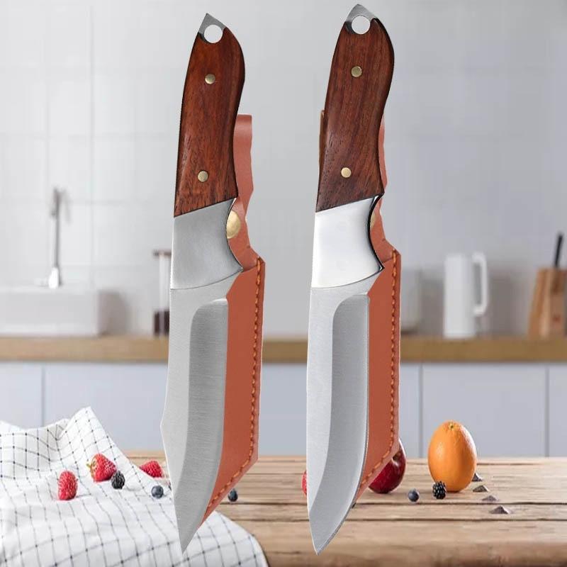 WXCOO Тесак для мяса Нержавеющая сталь Мясницкий Портативный Кухонный Деревянная ручка Нож для разделки Мяса Монгольский ББQ Нож для баранины Фруктовый нож