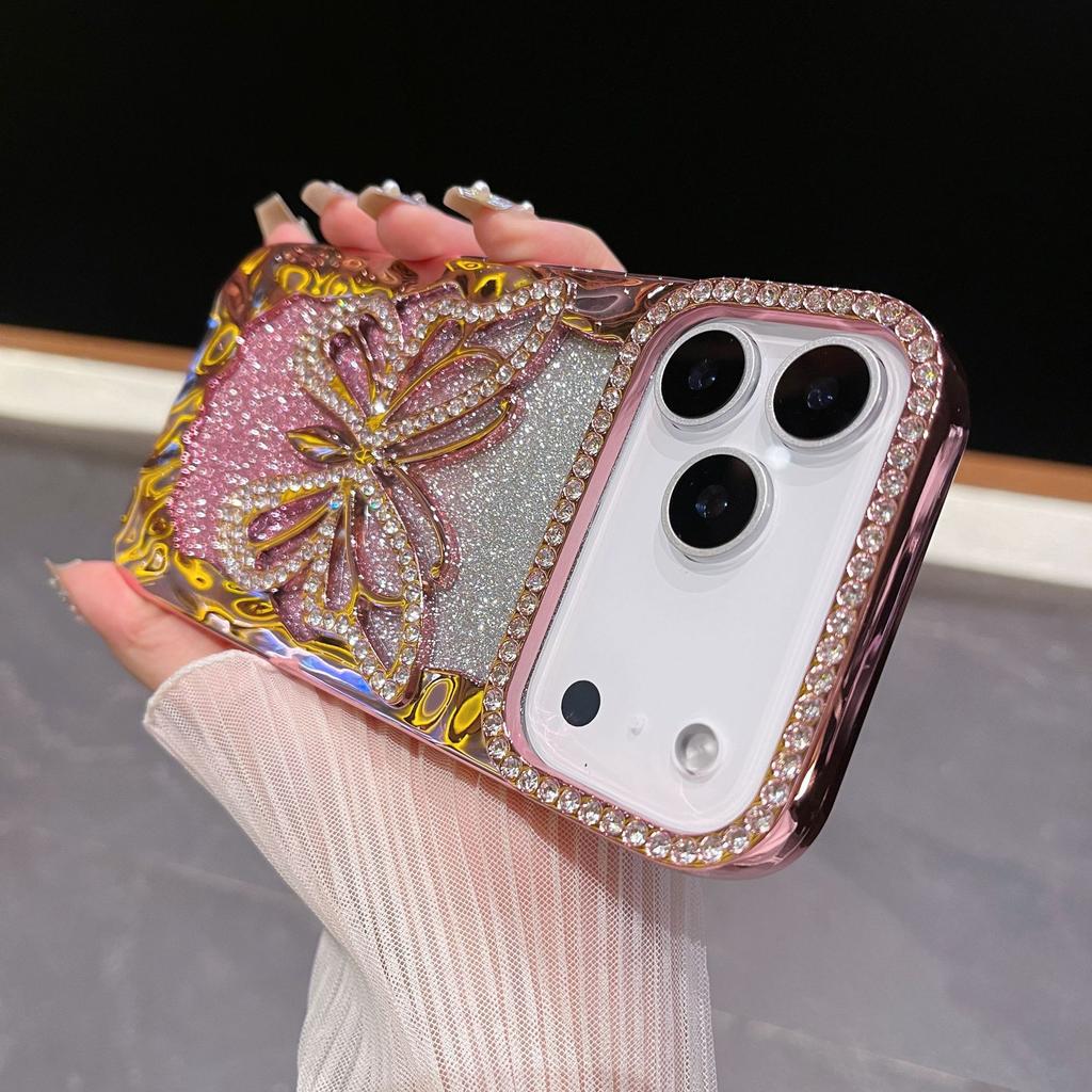 Наклейка-бабочка со стразами, подходит для чехла мобильного телефона iPhone11PROMAX, полый, с теплоотводом, Apple 11, гальваническое покрытие, блестящий, мягкий чехол