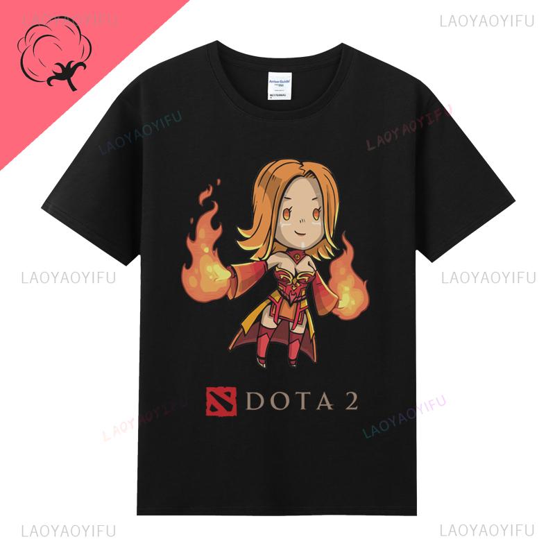 Dota 2 Футболка Игровая Футболка Унисекс Унисекс Хлопок Круглый вырез Винтаж Классика Забавная Повседневная Промо Гик Геймер Уличная одежда Графические Футболки
