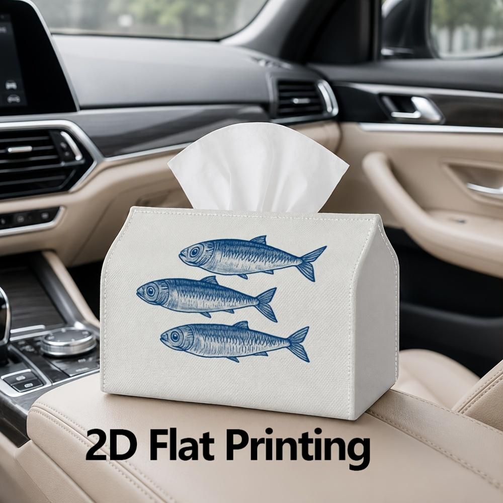 1pc, 2D Flat Printing, Tissue Box with Sardine Pattern, Printed Tissue Box, Suitable for Home, Kitchen, And Car Decoration, Tissue Dispenser, Ideal fo