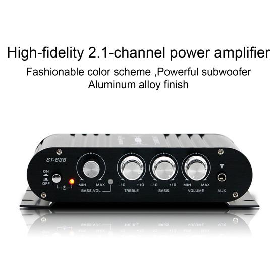 ST-838 2.1 Channel Amplifier Aluminum Alloy HiFi Power Amplifier Bass And