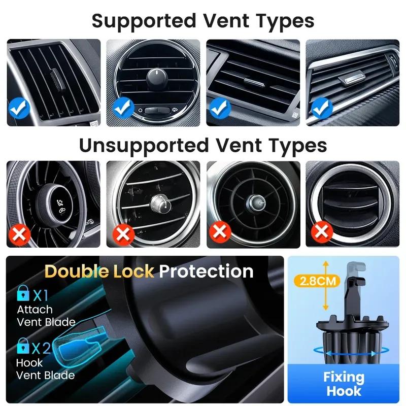 TOPK Super Stable Car Phone Holder, Magnetic Phone Holder Car Dashboard and Air Vent Mount, Compatible with All Smartphones