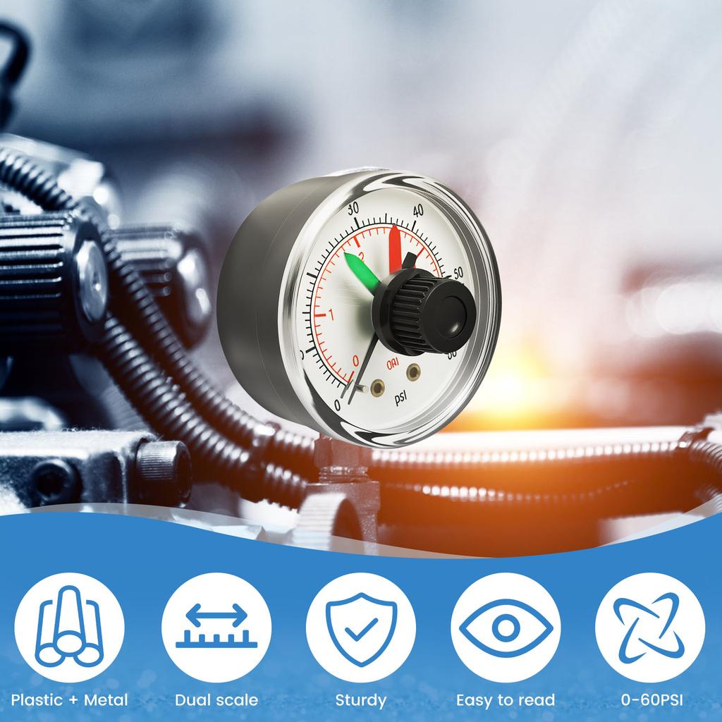 2/4 шт. Манометр давления фильтра для бассейна от 0 до 60 фунтов на кв. дюйм 2-дюймовая шкала Точный манометр для контроля давления воды Метр Детали насоса воздушного компрессора