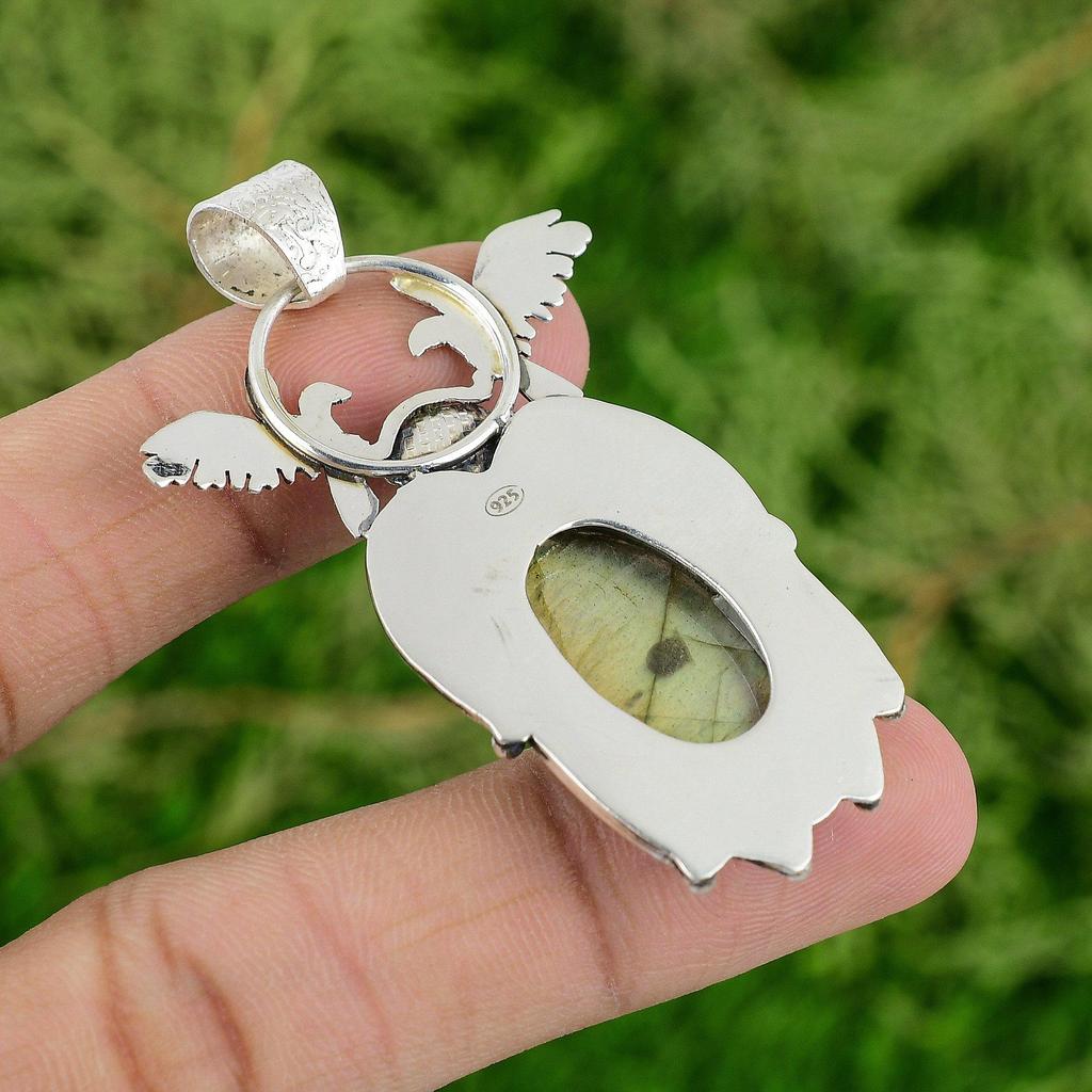 Daughters Day Sale Labradorite Stone 925 Sterling Silver Engagement Wife Pendant