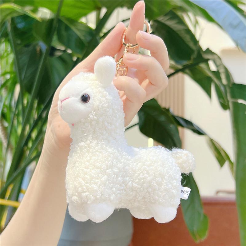 Cartoon Cute Alpaca Plush Pendant Creative Kawaii Doll Keychain Student Backpack Decoration Accessories Birthday Gifts