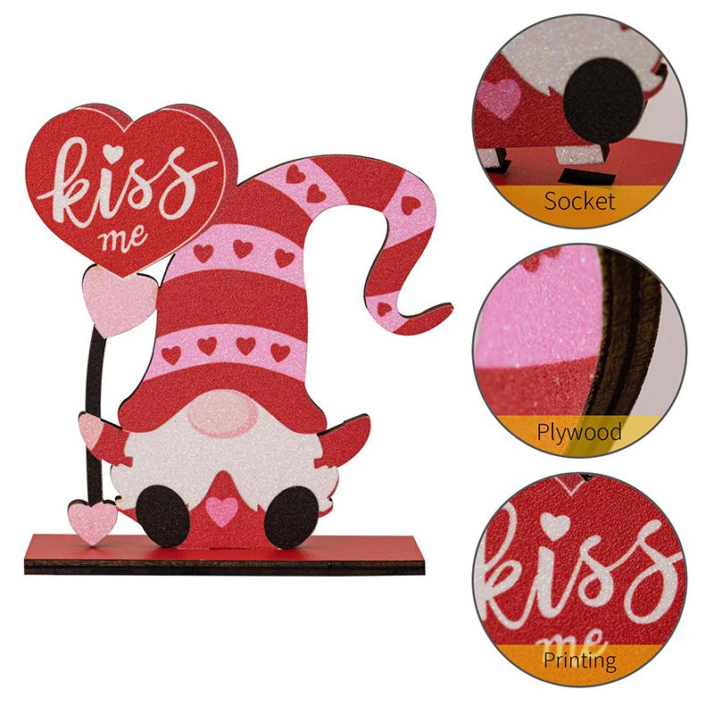 Valentine's Day Heart-shaped Pattern Creative Gift Decorative Cartoon Old Man DIY Wood Ornament Decorations