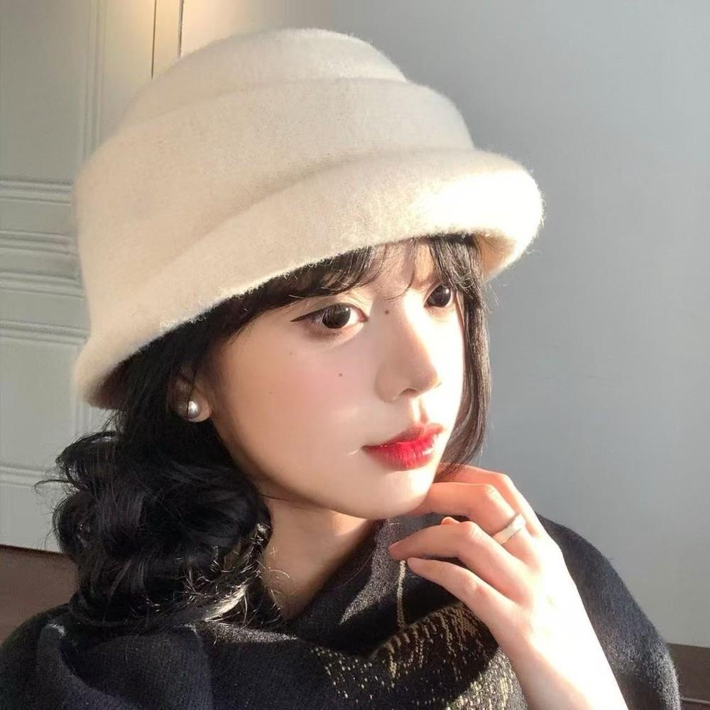 Versatile British Top Hat Beret Woolen Formal Hat Princess Hat Woolen Rolled Edge Cap Fashion Show