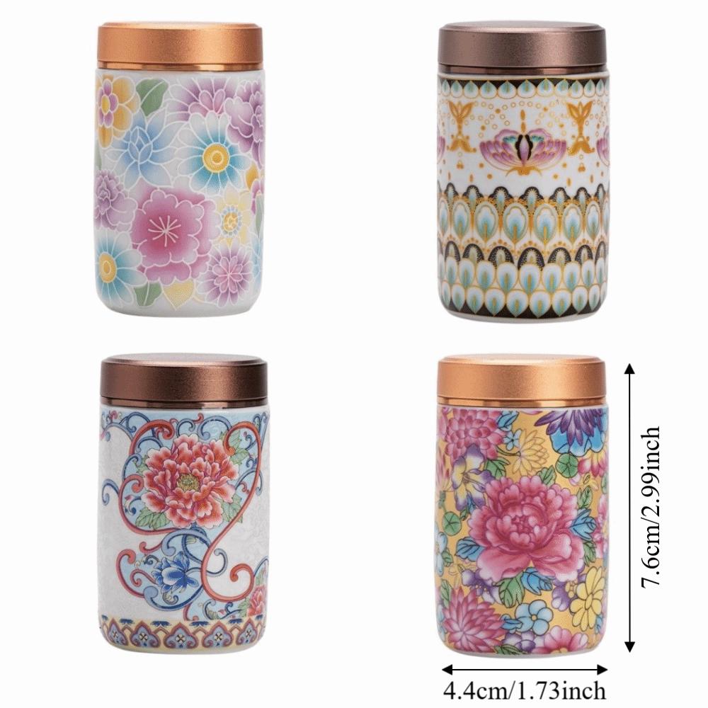 Mini Empty Tea Tin Can Ceramic Tea Packaging Box Flower Enamel Tea Canister  Home/Office/Travel