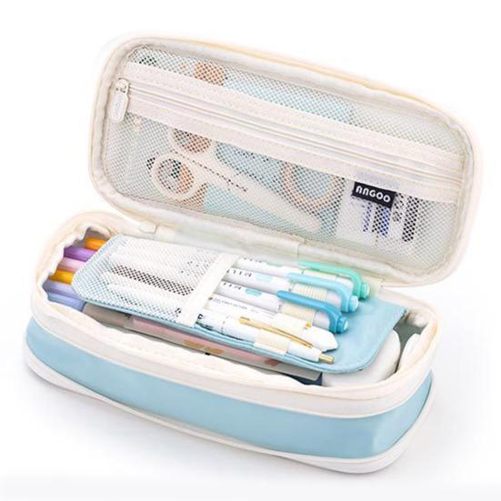Large Capacity Pen Pouch Portable Storage Organizer Bag Zipper Closure Stationery Pencil Pouch Office Supplies