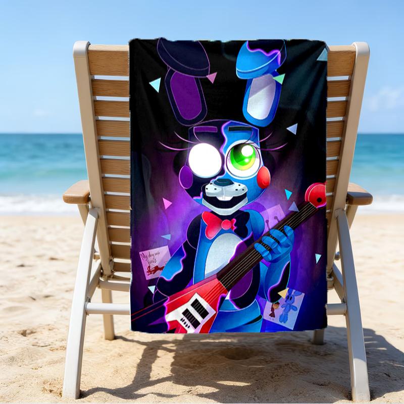 Водопоглощающее пляжное полотенце с рисунком Five Nights at Freddy's - мягкое, впитывающее, быстросохнущее, можно стирать в машине - идеально для плавания, кемпинга, купания