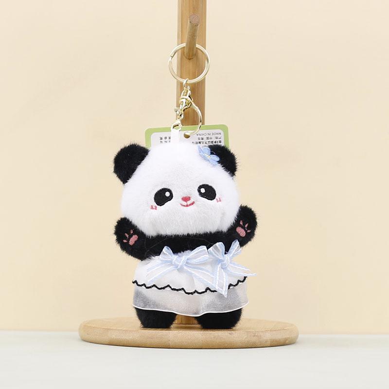 Panda Plush Keychain Pendant With Wearing A Gauze Skirt With A Bow Design