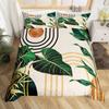 Dark Green Boho Duvet Cover Tropical Botanical Bedding Set Abstract Mid Century Palm Leaf Comforter Covers Plant Home Room Decor