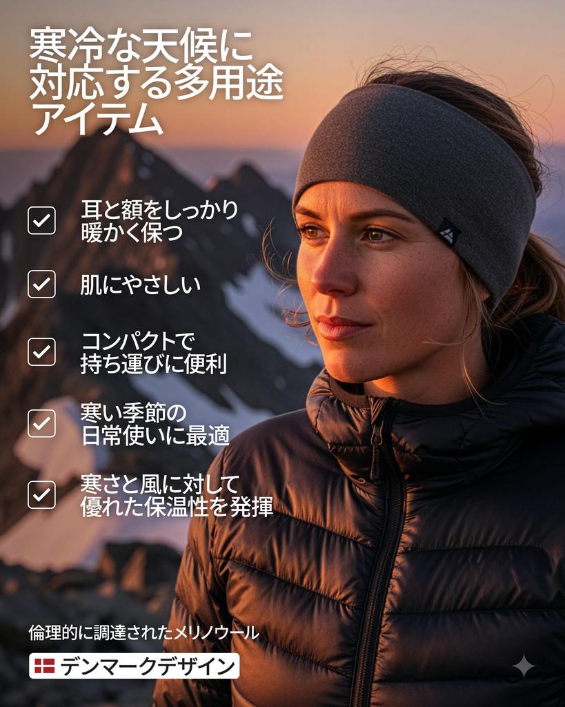 Повязка на голову DANISH ENDURANCE из мериносовой шерсти с наушниками для темного размера, на флисовой подкладке для тепла, темно-синяя, S/M