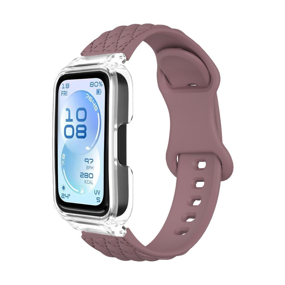 Микроволновый узор Однотонный ремешок + ПК-чехол для Huawei Band 11/11pro Мягкий силиконовый спортивный ремешок для часов для Huawei Band 11/11pro