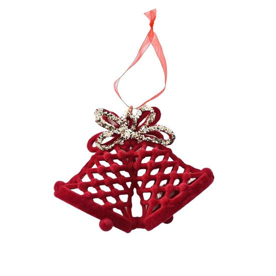 Рождественские украшения Красный Флокированный Конфетный тростник Олень Бант Снежинка Подвесное украшение для дома на елке