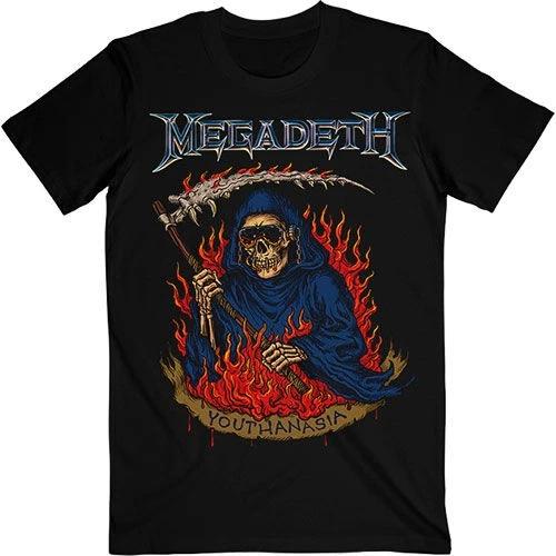 American Vintage Megadeth YouTHASIA Футболка с пламенем Мужская футболка Лето Новая Винтажная мода Мужская и женская уличная одежда