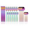 30Pcs Flatware Silverware Set for 6 Rainbow Color Stainless Steel Cutlery Set Knife Fork Spoon Dinnerware Set Family Tableware Set