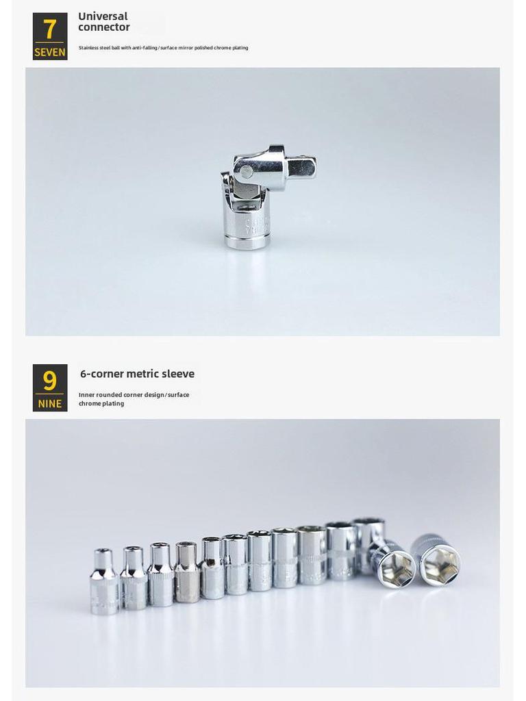 Набор из 46 торцевых ключей и отверток с храповым механизмом для ремонта автомобиля