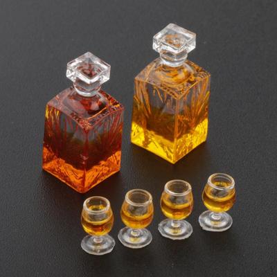 1:12 масштабных кукольных миниатюр, бутылки вина, набор очков, аксессуары для украшения кухонного стола