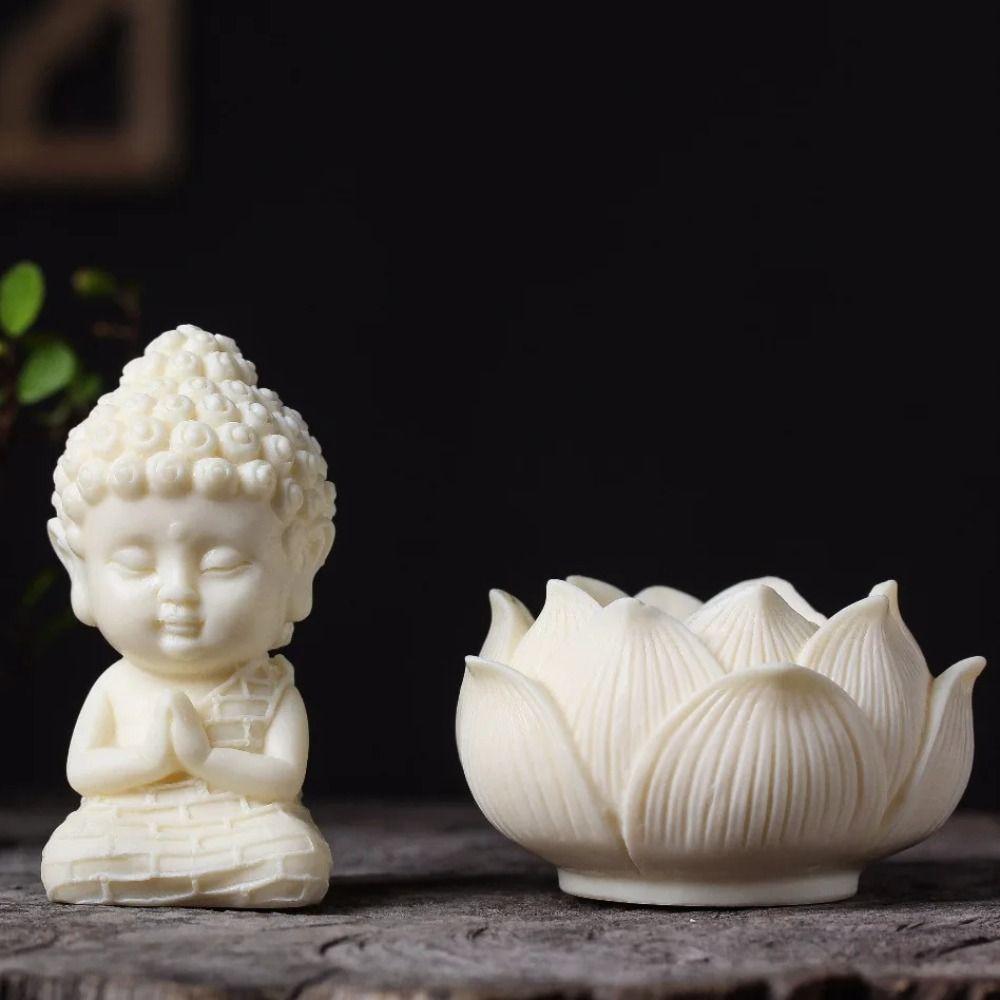 Chinese Style Buddha Ornaments Cute Coconut Figurine Lotus Tathagata Buddha Statue Car Interior