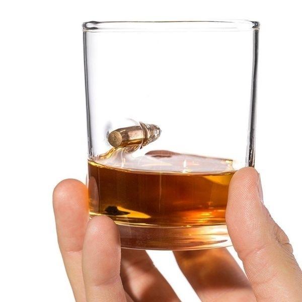 Стакан для виски, инкрустированный настоящей пулей Бокал для алкоголя