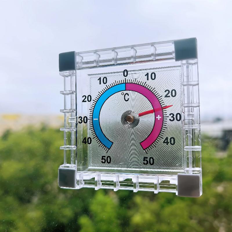 No Battery Analog Dial Thermometer Clear Display -50℃ to 50℃ Wall Window Mount for Indoor Outdoor Poolside
