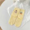 Trendy A&B Style Mid-tube Socks for Women Cute Cartoon Soft Breathable Cotton Socks Candy Color College Style Student Socks