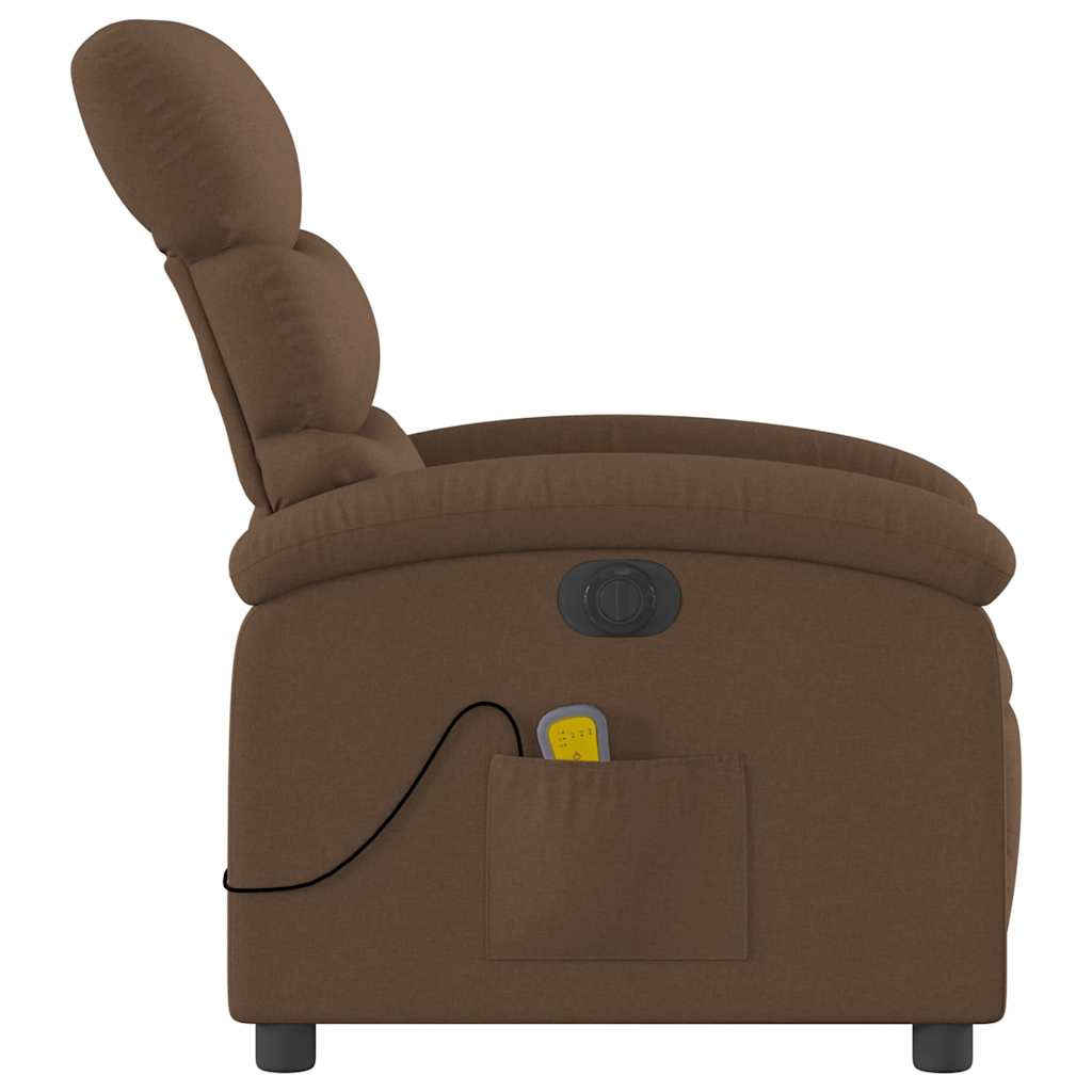 Electric Massage Recliner Chair Brown Fabric