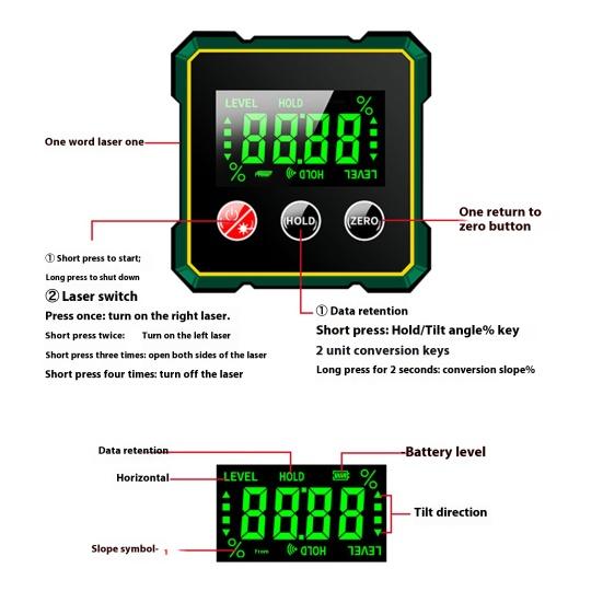 Цифровой угломер с прочным магнитным основанием, ЖК-дисплеем, высокоточный водонепроницаемый инклинометр IP54, цифровой уровень для деревообработки