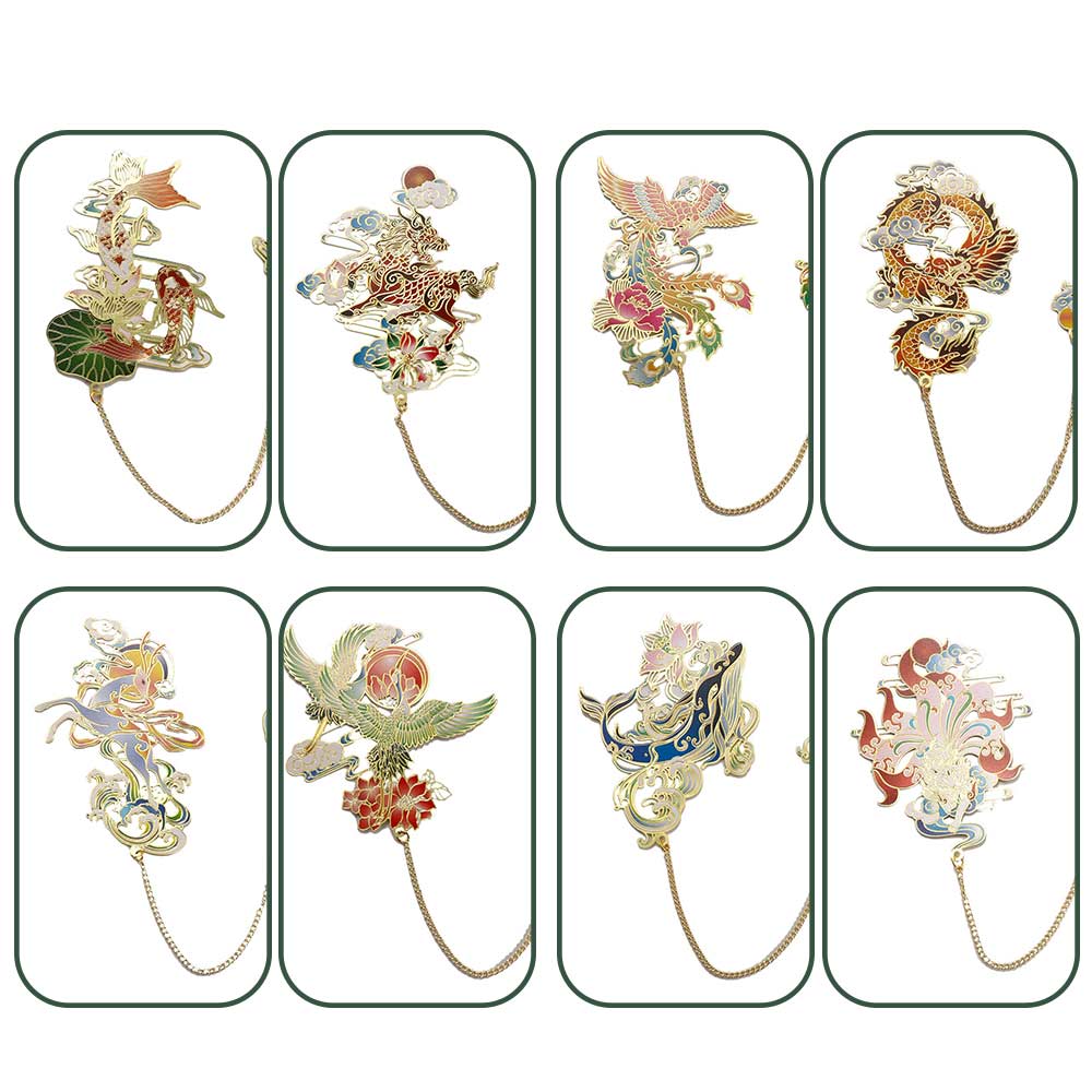 Animal Shape Page Clip Brass Metal Bookmark Chinese Style Bookmark Hollow Book Mark Retro Book Clip