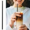 500pcs Disposable Plastic Straws Black Thin Cocktail Drinking Tubes 0.3x13cm