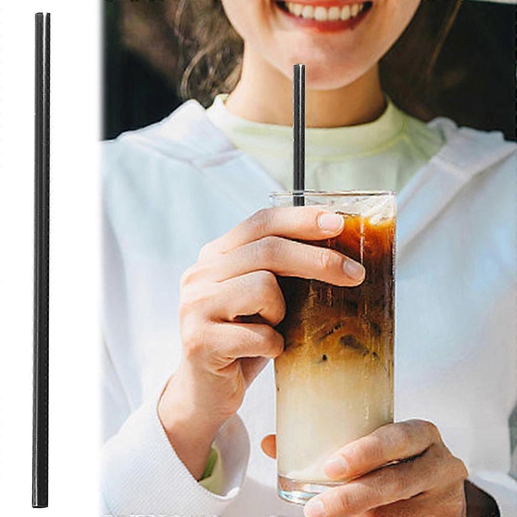 500pcs Disposable Plastic Straws Black Thin Cocktail Drinking Tubes 0.3x13cm
