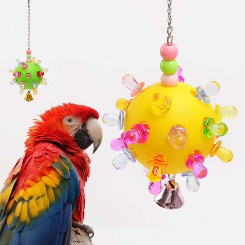 Detachable Bird Cage Toy with Bell Hanging Foraging Ball Creative Parrot Chewing Toy  Bird Training
